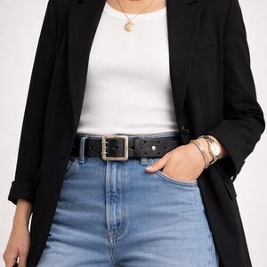 Auth Dior Black Leather double buckle moto Y2K style Like new! M